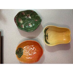 Williams Sonoma Jardin Potager Pottery Vegetable Sauce Dip Bowls Set of 3